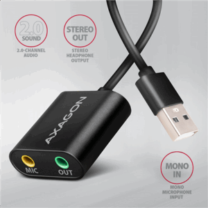 AXAGON ADA-12 USB 2.0, Stereo Audio Mini-Adapter, 15 cm cable length - Image 4