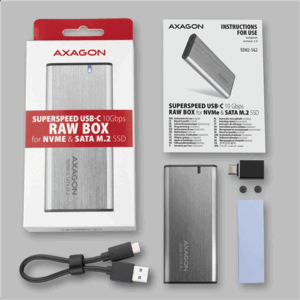 AXAGON EEM2-SG2 RAW BOX external enclosure for M.2 SSDs USB-C 3.2 Gen 2 - silver - Image 13