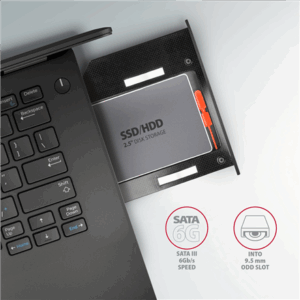 AXAGON RSS-CD09 2.5 inch SSD/HDD adapter for optical drive, 9.5mm, LED - Image 6