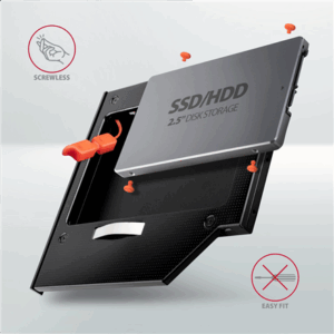 AXAGON RSS-CD09 2.5 inch SSD/HDD adapter for optical drive, 9.5mm, LED - Image 8