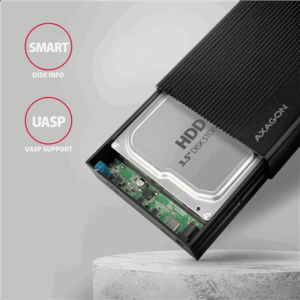 AXAGON EE35-GTR USB-C 3.2 Gen 1 - SATA 6G, 3.5" external hard drive enclosure, grooved - black - Image 6