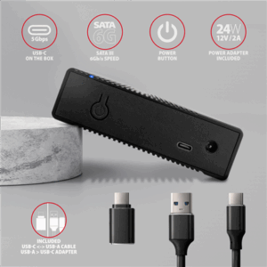 AXAGON EE35-GTR USB-C 3.2 Gen 1 - SATA 6G, 3.5" external hard drive enclosure, grooved - black - Image 7