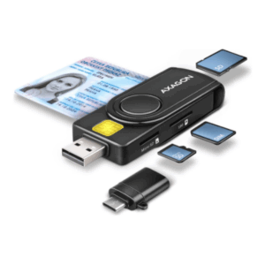 AXAGON CRE-SMP2A USB Smart Card & SD/microSD/SIM Card PocketReader - Image 12