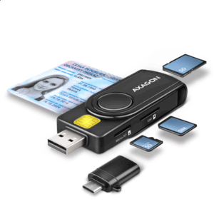 AXAGON CRE-SMP2A USB Smart Card & SD/microSD/SIM Card PocketReader - Image 3