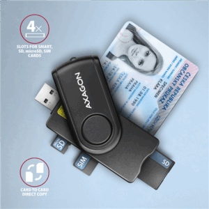 AXAGON CRE-SMP2A USB Smart Card & SD/microSD/SIM Card PocketReader - Image 5