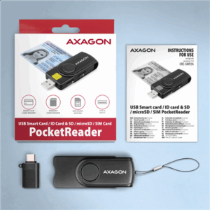 AXAGON CRE-SMP2A USB Smart Card & SD/microSD/SIM Card PocketReader - Image 10