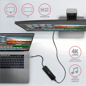 AXAGON HMC-6H4A USB-Hub, 4x USB-A + HDMI, USB-C 3.2 Gen 1, PD 100W - 20 cm USB-C-kabelis - Image 5