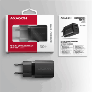AXAGON ACU-PQ30 įkroviklis QC3.0, 4.0/AFC/FCP/PPS/Apple + PD USB-C, 30W - juodos spalvos - Image 10