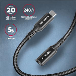 AXAGON BUCM32-CF05AB Extension Cable, USB-C to USB-C 3.2 Gen 2, 0.5m, 20 Gbps - Aluminium - Image 4