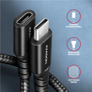 AXAGON BUCM32-CF10AB Extension Cable, USB-C to USB-C 3.2 Gen 2, 1 m, 20 Gbps - Aluminium - Image 5