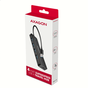 AXAGON HUE-C1A Superspeed USB-A Travel Hub, 4x USB 3.0 - 20cm, juodos spalvos - Image 9