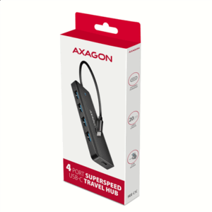AXAGON HUE-C1C Superspeed USB-C Travel Hub, 4x USB 3.0 - 20cm, juodos spalvos - Image 9