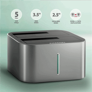 AXAGON ADSA-DC USB3.2 Gen1 - 2x SATA 6G CLONE DUAL HDD Dock Station ASMedia - Image 4