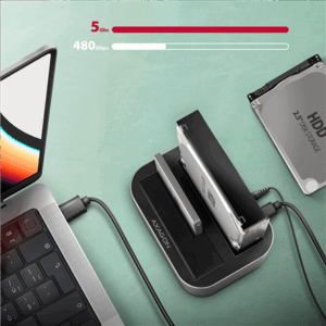 AXAGON ADSA-DC USB3.2 Gen1 - 2x SATA 6G CLONE DUAL HDD Dock Station ASMedia - Image 6