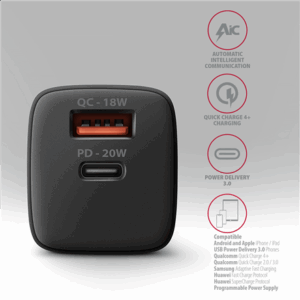 AXAGON ACU-PQ20 wall charger QC3.0/AFC/FCP + PD type-C, 20 W - black - Image 6