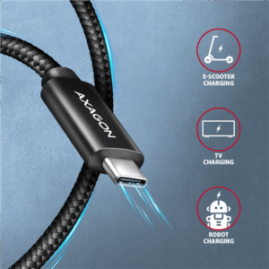 AXAGON BUCM4X-CM10AB USB-C to USB-C cable, USB4 Gen 3×2, 1 m, PD 240W, 8K HD, ALU, braided - juodos spalvos - Image 8