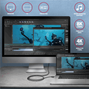 AXAGON BUCM4X-CM10AB USB-C to USB-C cable, USB4 Gen 3×2, 1 m, PD 240W, 8K HD, ALU, braided - juodos spalvos - Image 10