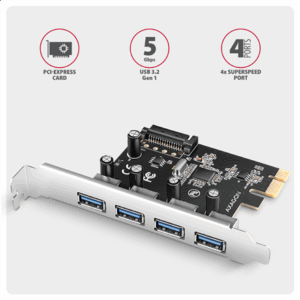AXAGON PCEU-430RS expansion card, PCIe 4.0 x1, 4x USB 3.0 - juodos spalvos - Image 4