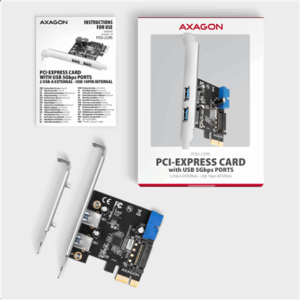 AXAGON PCEU-232RS expansion card, PCIe 4.0 x1, 4x USB 3.0, 2x internal - juodos spalvos - Image 7