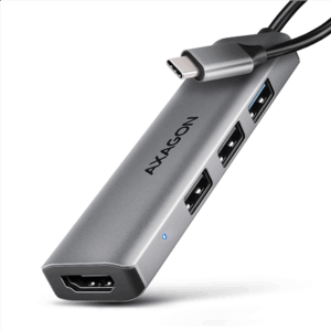 AXAGON HMC-H3A USB Hub, 3x USB-A, 1x HDMI 1.4b – silver - Image 3