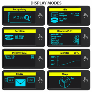 Axagon EEM2-SD2 USB-C 10Gbps - M.2 NVMe & SATA SSD DISPLAY box - Image 5