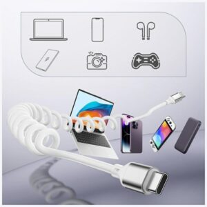 Kabelis 4smarts spiralinis USB-C į USB-C 100W baltos spalvos - Image 6