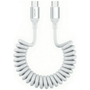 Kabelis 4smarts spiralinis USB-C į USB-C 100W baltos spalvos - Image 1