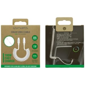 Kabelis 4smarts spiralinis USB-C į USB-C 100W baltos spalvos - Image 7