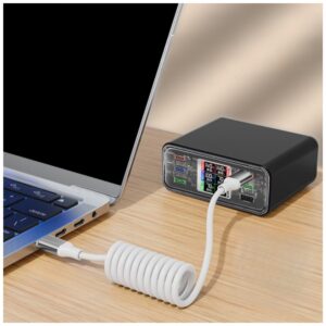 Kabelis 4smarts spiralinis USB-C į USB-C 240W baltos spalvos - Image 4