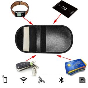 Anti-theft Car Key Pouch Radio Blocking Pouch Keyless Faraday Box Faraday Cage 14cm with 10cm juodos spalvos - Image 6
