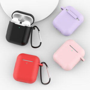 Dėklas skirtas AirPods 2 / AirPods 1 silicone soft dėklas skirtas headphones + keychain carabiner pendant mėlynos spalvos (case D) - Image 3