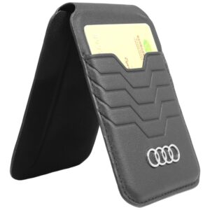 Audi Leather Wallet Card Slot Stand juodos spalvos MagSafe AU-MSCH-GT/D3-BK - Image 3