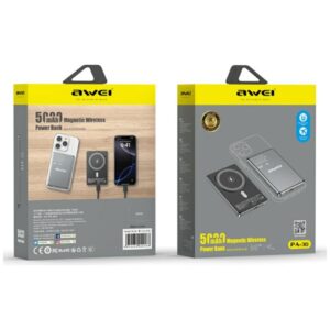 Induction powerbank Awei PA-30 5000mAh MagSafe pilkos spalvos - Image 2
