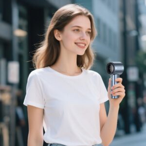 Rankinis ventiliatorius AWEI F38 MINI mėlynos spalvos - Image 7