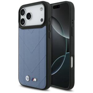 Dėklas BMW M Quilted Logo MagSafe skirtas Apple iPhone 17 Pro Max mėlynos spalvos