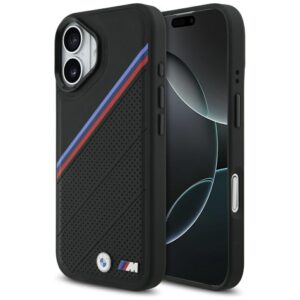 Dėklas BMW M Tricolor Metal Logo MagSafe skirtas Apple iPhone 17 juodos spalvos - Image 1