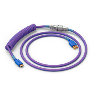 Glorious GMMK Coiled Cable susuktas klaviatūros laidas Nebula, USB-C į USB-A - violetinės ir sidabro spalvos