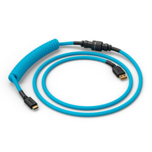 Glorious GMMK Coiled Cable susuktas klaviatūros laidas Electric Blue, USB-C į USB-A - mėlynos ir juodos spalvos
