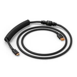 Glorious GMMK Coiled Cable susuktas klaviatūros laidas Phantom Black, USB-C į USB-A - juodos spalvos