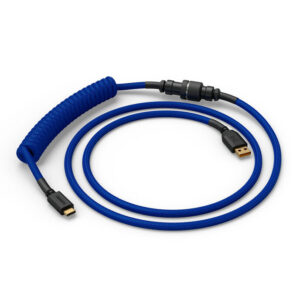 Glorious GMMK Coiled Cable susuktas klaviatūros laidas Cobalt Blue, USB-C į USB-A - mėlynos ir juodos spalvos