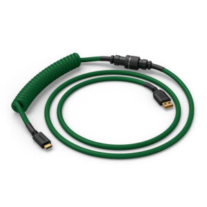 Glorious GMMK Coiled Cable susuktas klaviatūros laidas Forest Green, USB-C į USB-A - žalios ir juodos spalvos
