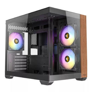 Antec CX600M Wood PC kompiuterio korpusas, Mini-Tower, Micro-ATX, Tempered Glass - juodos spalvos, Holz