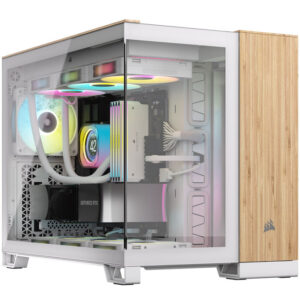 Corsair 2500X Micro-ATX kompiuterio korpusas, Tempered Glass - baltos spalvos/bamboo wood - Image 2