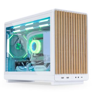 Lian Li DAN kompiuterio korpusass A3-mATX Wood Edition PC-kompiuterio korpusas, Tempered Glass, Micro-ATX - Buche, baltos spalvos