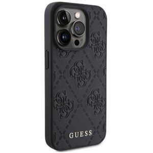 Guess GUHCP15XP4EPMK Apple iPhone 15 Pro Max 6.7" juodos spalvos hardcase Leather 4G Stamped - Image 4
