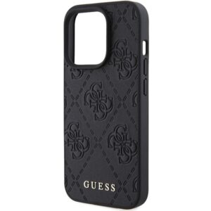 Guess GUHCP15XP4EPMK Apple iPhone 15 Pro Max 6.7" juodos spalvos hardcase Leather 4G Stamped - Image 6