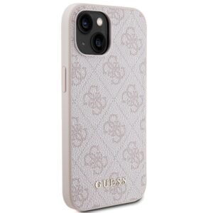 Guess GUHCP15SG4GFPI Apple iPhone 15 / 14 / 13 6.1" rožinės spalvos hard dėklas 4G Metal Gold Logo - Image 4
