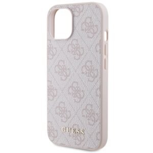 Guess GUHCP15SG4GFPI Apple iPhone 15 / 14 / 13 6.1" rožinės spalvos hard dėklas 4G Metal Gold Logo - Image 6