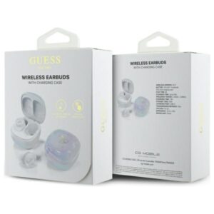 Guess Bluetooth ausinės GUTWSJ144ESH TWS + docking station baltos spalvos Iridescent 4G Printed Logo - Image 7