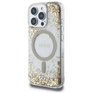 Guess HC Resin Bottom Glitter dėklas skirtas Apple iPhone 16 Pro Max MagSafe aukso spalvos - Image 2